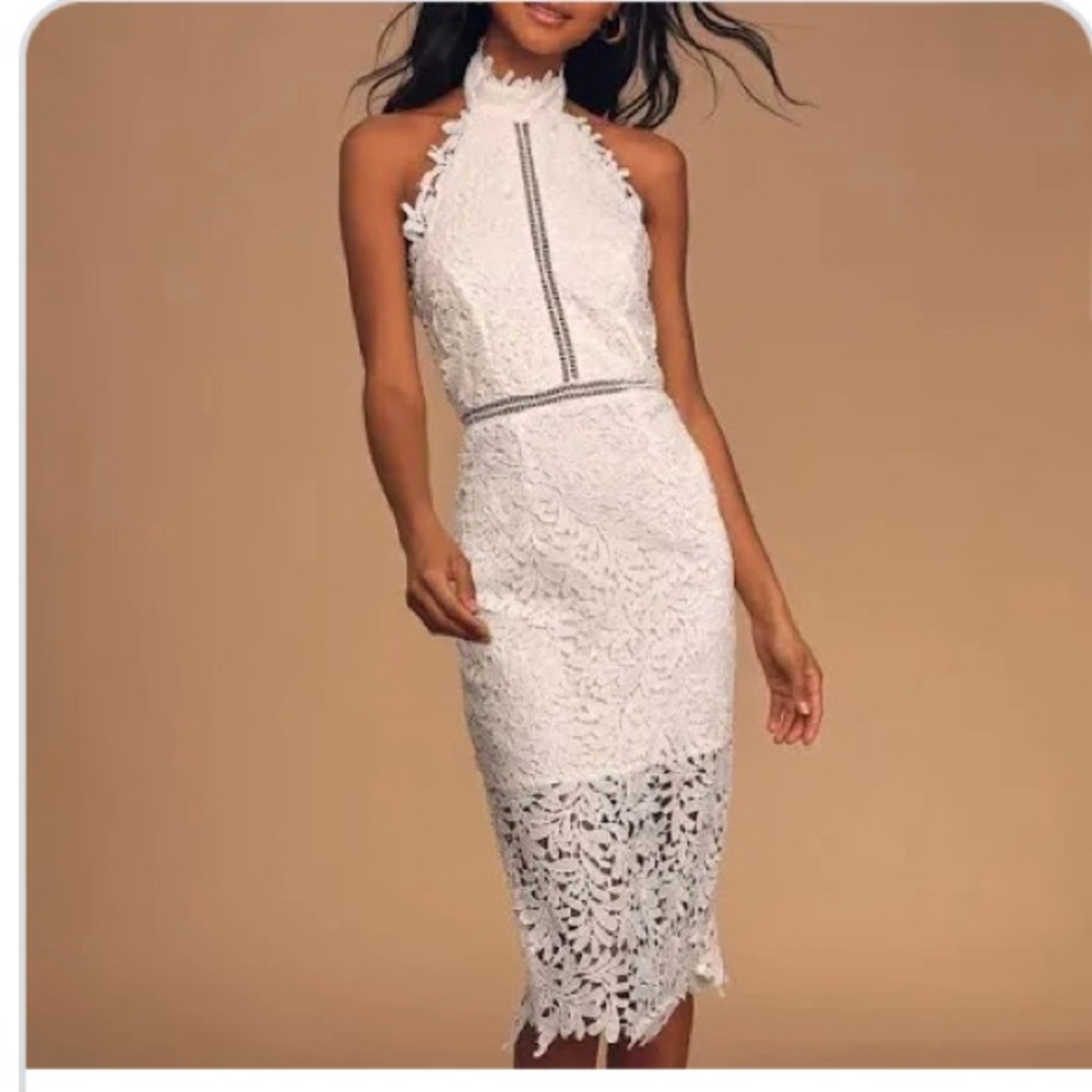 White lace midi dress